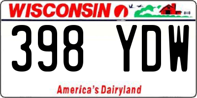 WI license plate 398YDW
