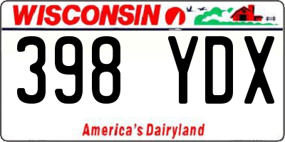 WI license plate 398YDX