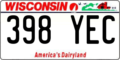 WI license plate 398YEC