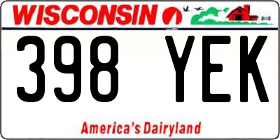 WI license plate 398YEK