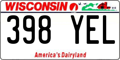 WI license plate 398YEL