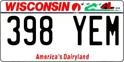 WI license plate 398YEM