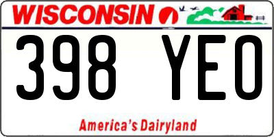 WI license plate 398YEO