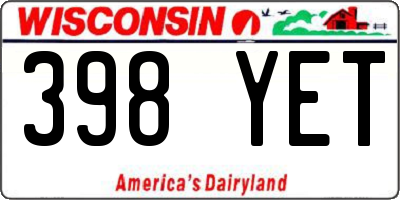 WI license plate 398YET