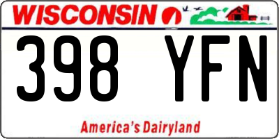 WI license plate 398YFN