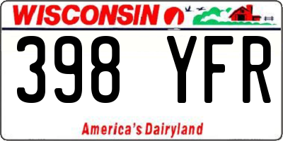 WI license plate 398YFR