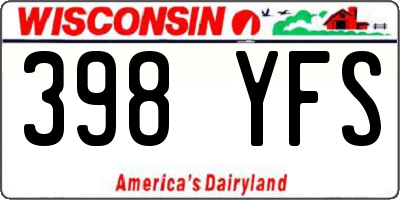WI license plate 398YFS