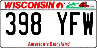 WI license plate 398YFW