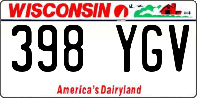 WI license plate 398YGV