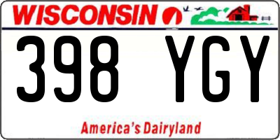 WI license plate 398YGY