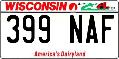 WI license plate 399NAF