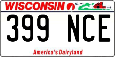 WI license plate 399NCE