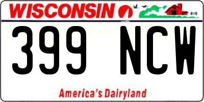 WI license plate 399NCW