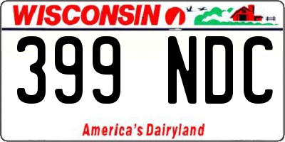 WI license plate 399NDC