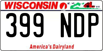 WI license plate 399NDP