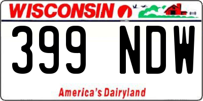 WI license plate 399NDW