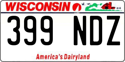 WI license plate 399NDZ