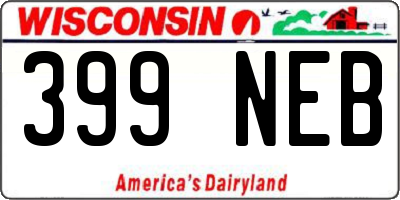 WI license plate 399NEB