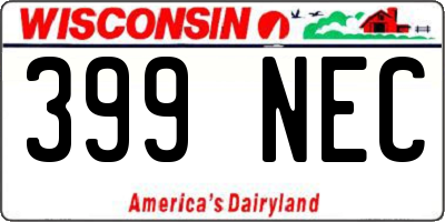 WI license plate 399NEC