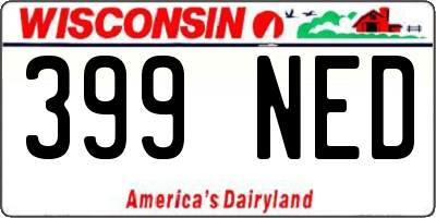 WI license plate 399NED