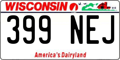 WI license plate 399NEJ