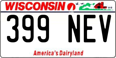 WI license plate 399NEV