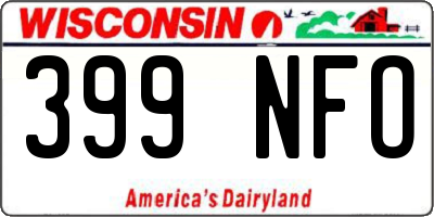 WI license plate 399NFO
