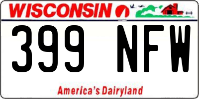 WI license plate 399NFW