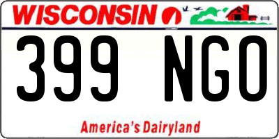 WI license plate 399NGO