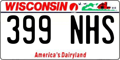 WI license plate 399NHS