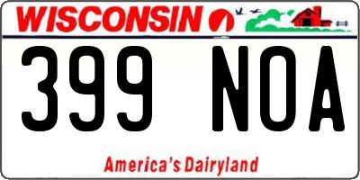 WI license plate 399NOA