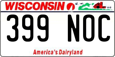 WI license plate 399NOC