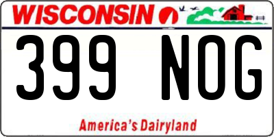 WI license plate 399NOG