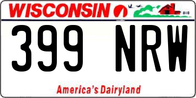 WI license plate 399NRW