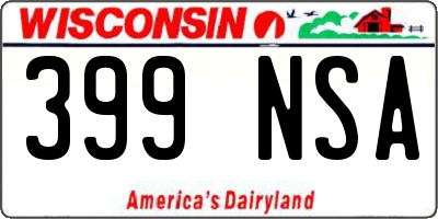 WI license plate 399NSA