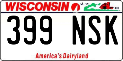 WI license plate 399NSK