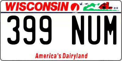 WI license plate 399NUM