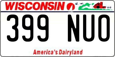 WI license plate 399NUO