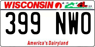 WI license plate 399NWO