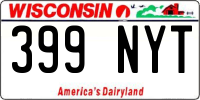 WI license plate 399NYT