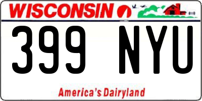WI license plate 399NYU