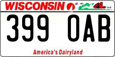 WI license plate 399OAB
