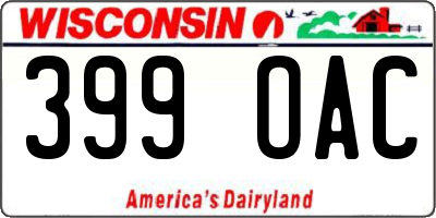 WI license plate 399OAC