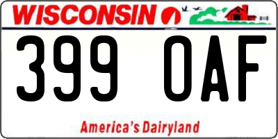 WI license plate 399OAF