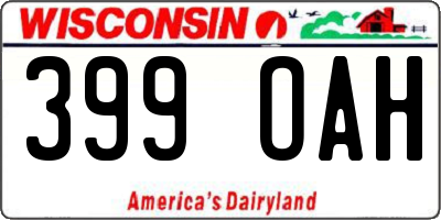WI license plate 399OAH