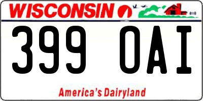 WI license plate 399OAI