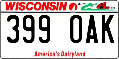 WI license plate 399OAK
