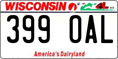 WI license plate 399OAL