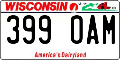 WI license plate 399OAM