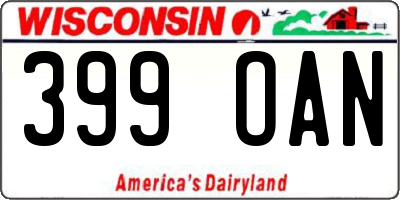 WI license plate 399OAN